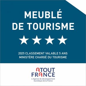 Meublé de Tourisme — classé 4 étoiles par Atout France (Ministère chargé du Tourisme), classement valable 5 ans